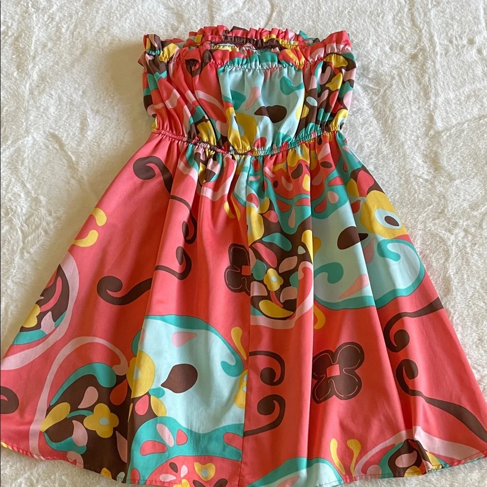 Judith Marsh Colorful Patterned Tweens Strapless Dress  SZ  0-3 - Picture 4 of 9
